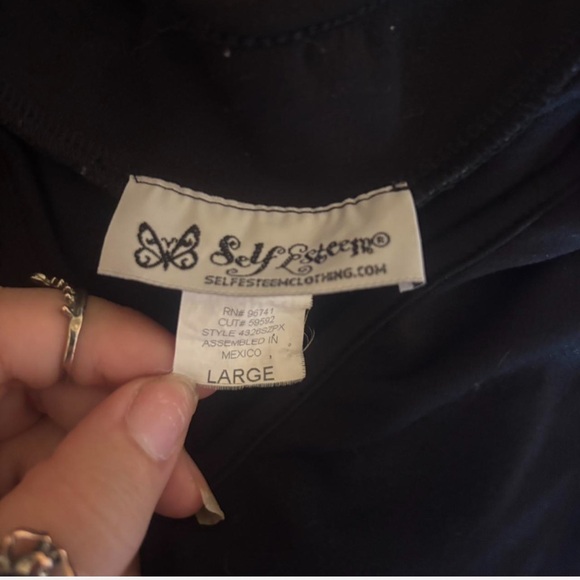 Self Esteem Black Top with Pink Floral Design - Picture 3 of 3